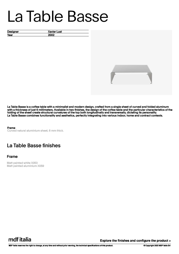產品規格表La Table Basse