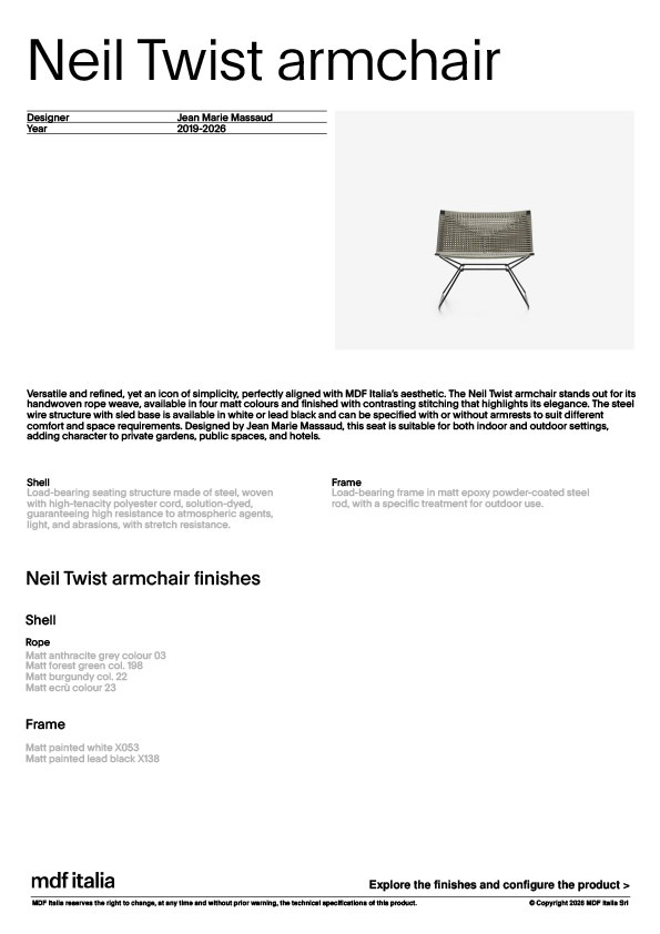 產品規格表Neil Twist armchair 產品規格表Neil Twist armchair