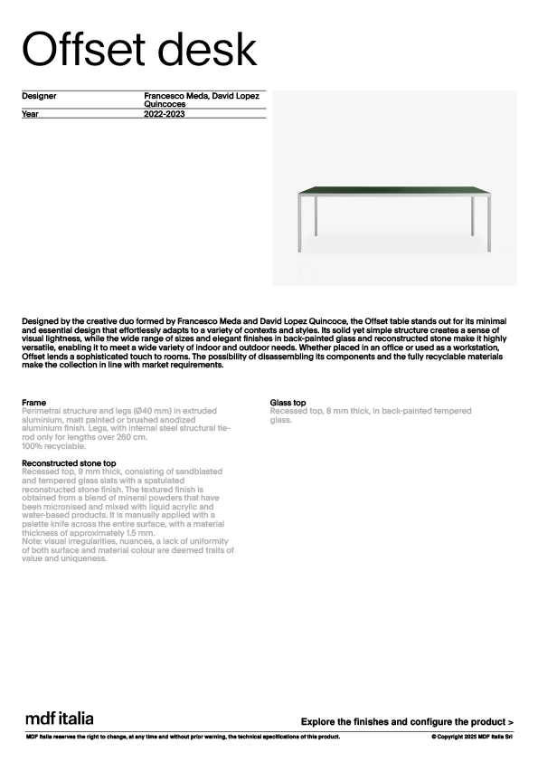 產品規格表Offset desk
