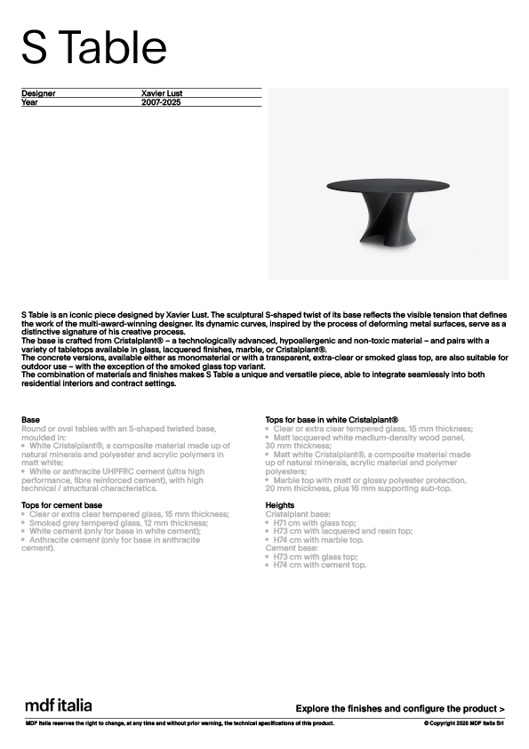 產品規格表S Table