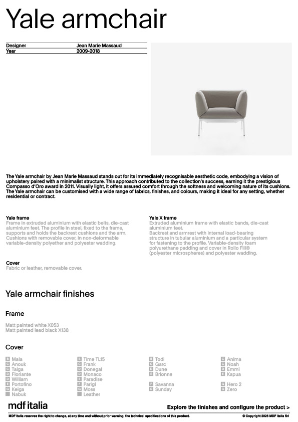 產品規格表Yale armchair 產品規格表Yale armchair
